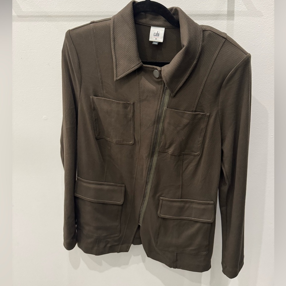 CAbi Olive Zip-Up Utility Jacket-Academy Blazer